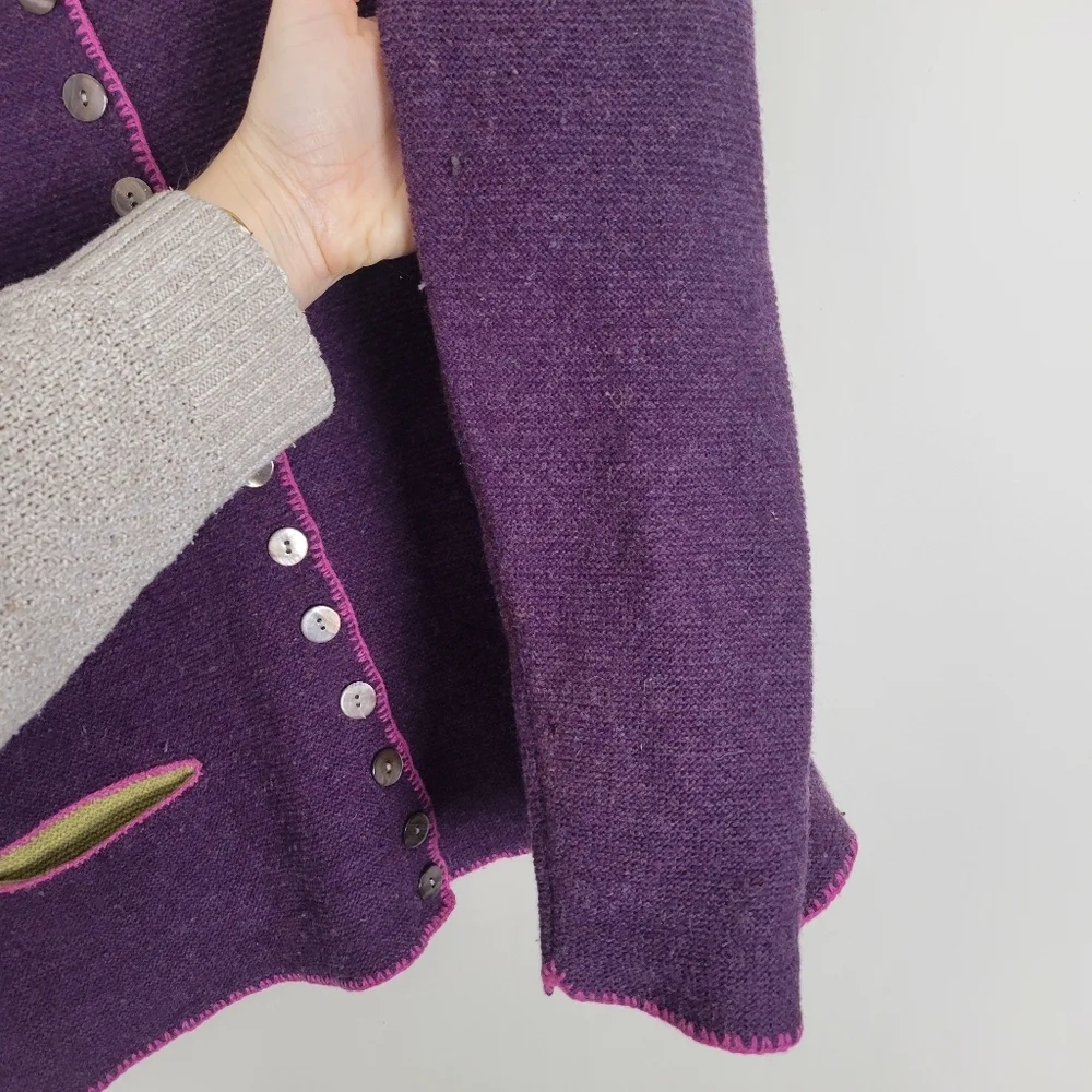 Sundance Tulla 100% Merino Wool Knit Cardigan Sweater Women Large Button Down